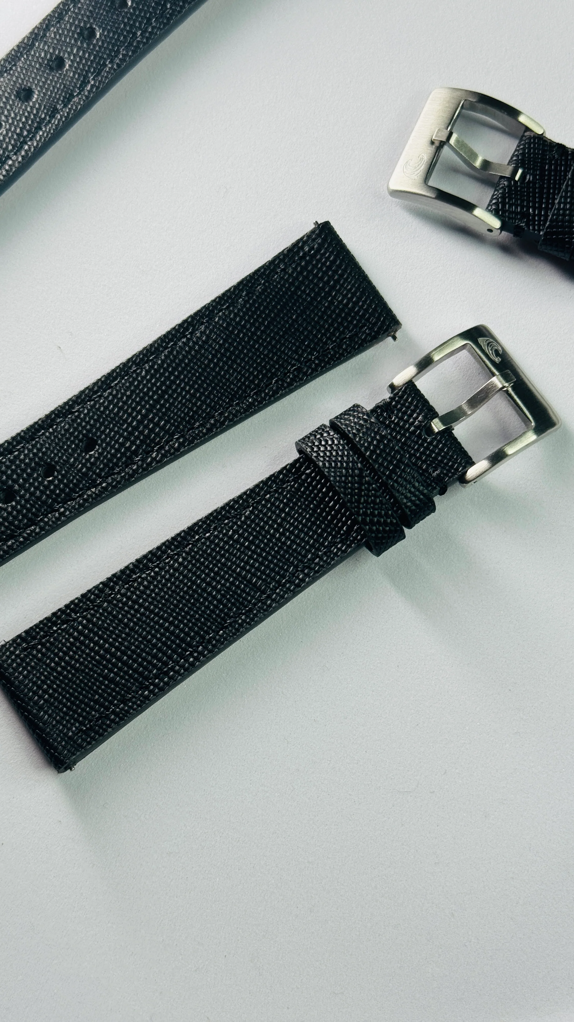 Top Grain Leather Strap – 20mm, Black with Logo Buckle - Image 8