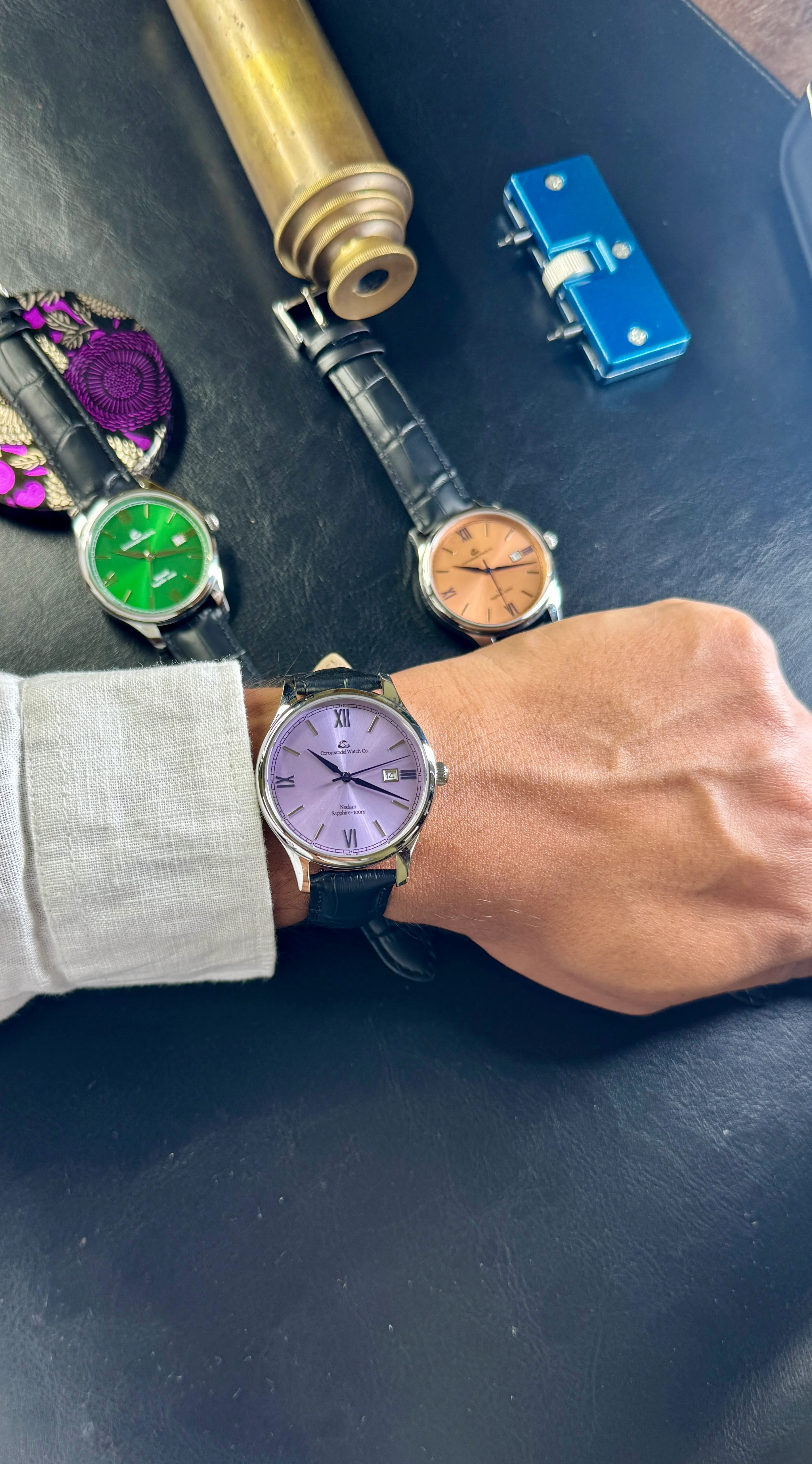 Varnam Collection - Neelam - Sunburst Purple Dial by Coromandel Watch Co - Image 5