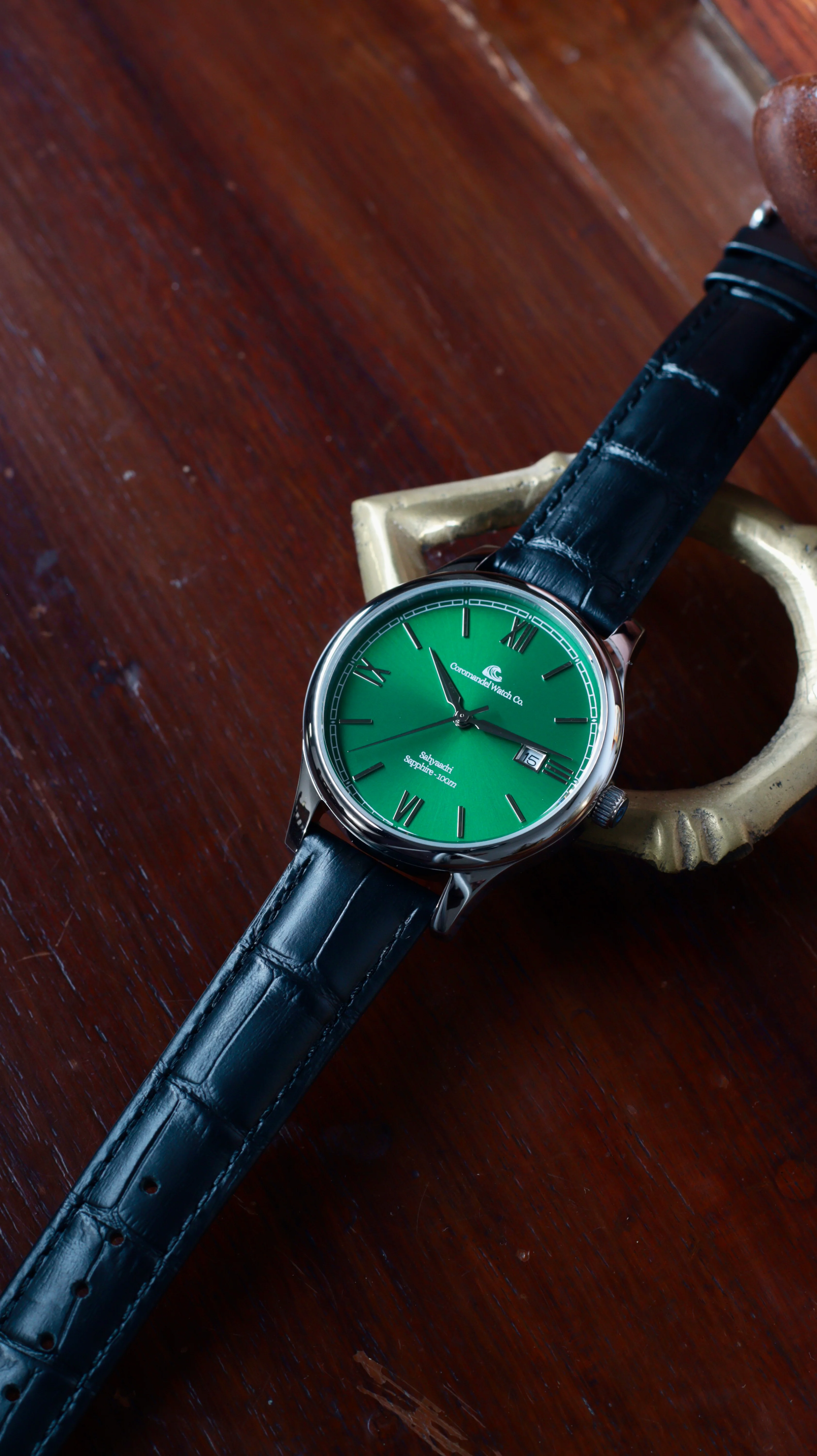 Varnam Collection - Sahyaadri – Sunburst Emerald Green Dial by Coromandel Watch Co - Image 4