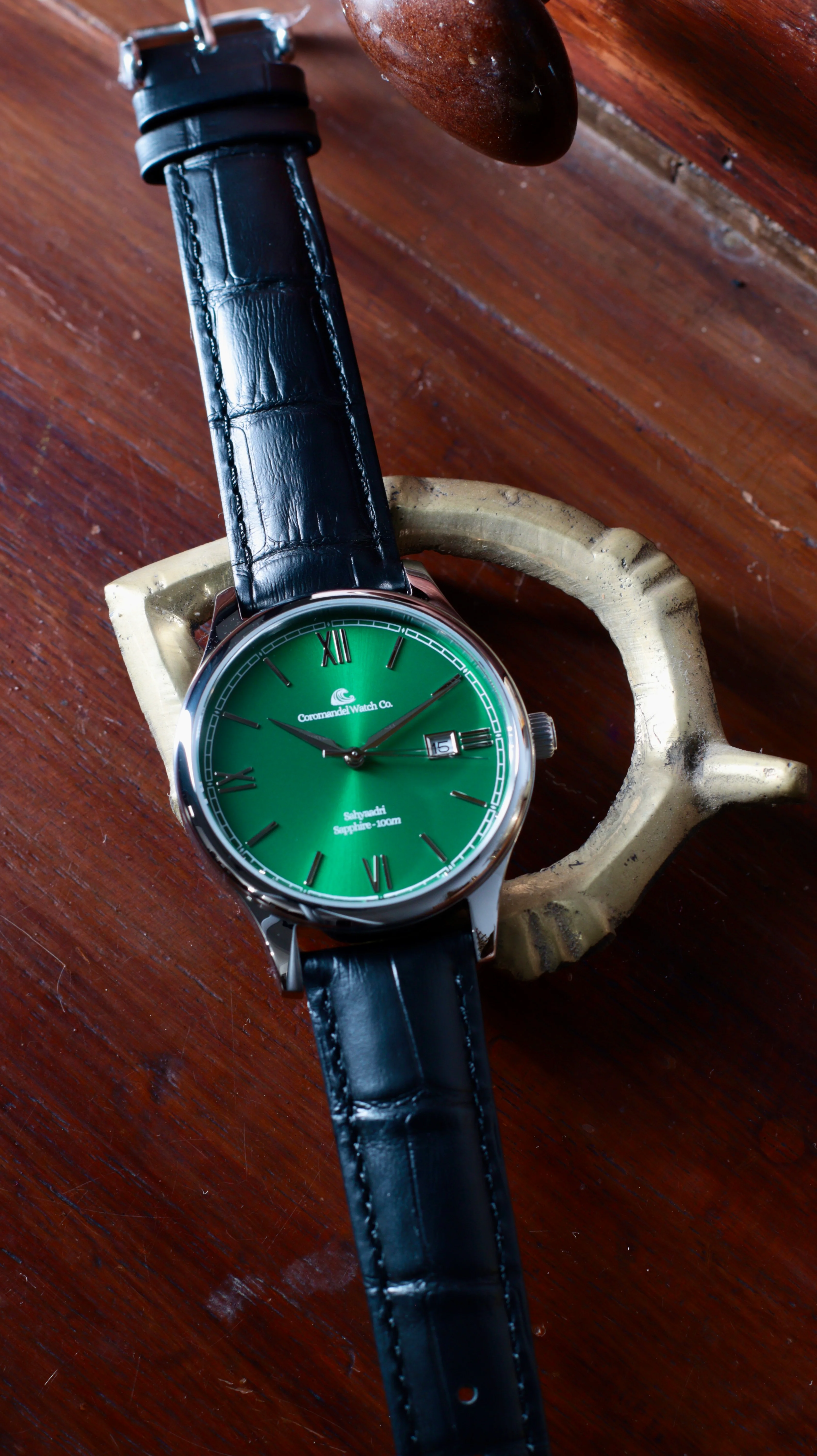 Varnam Collection - Sahyaadri – Sunburst Emerald Green Dial by Coromandel Watch Co - Image 6