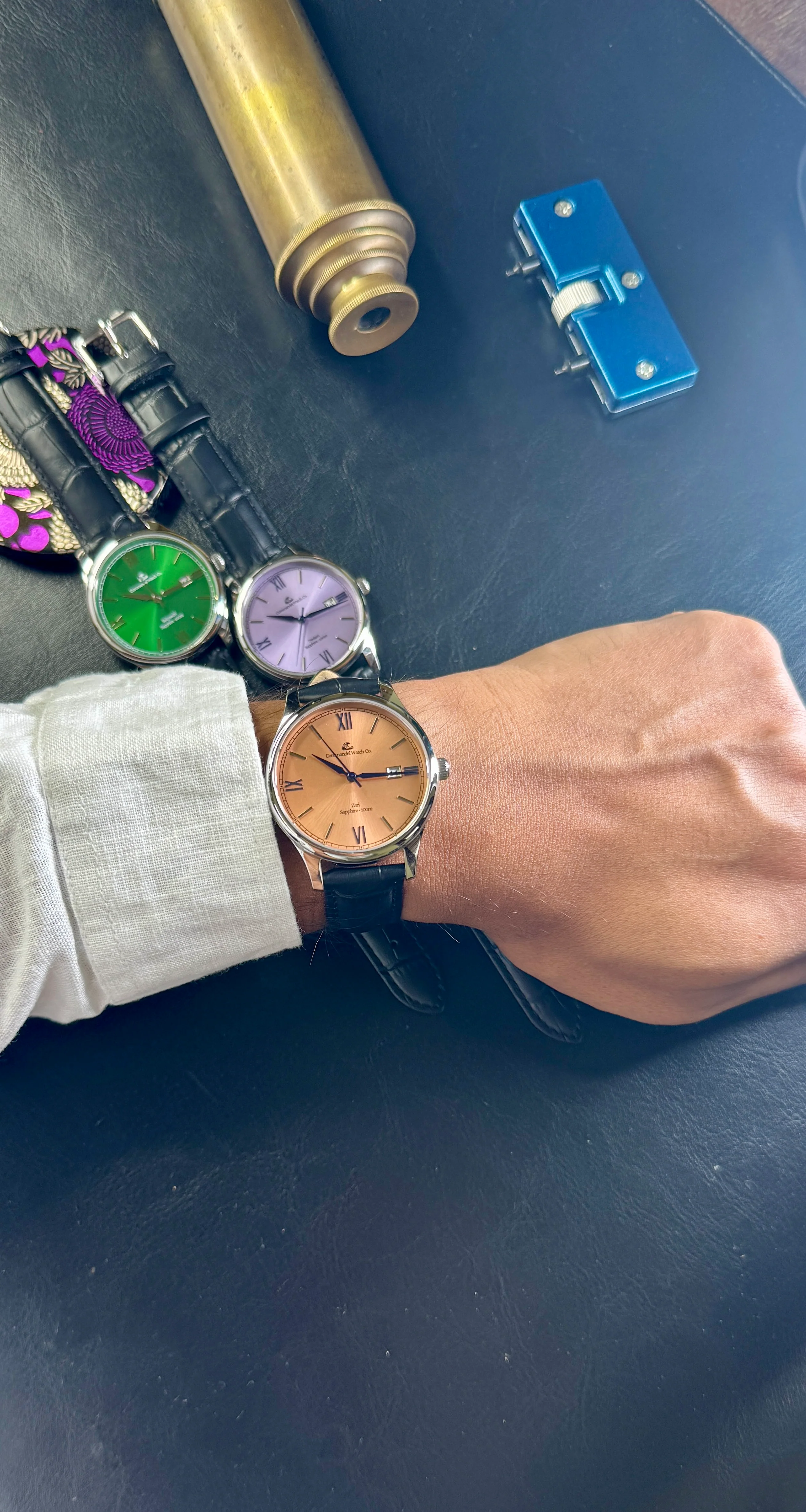 Varnam Collection - Zari – Sunburst Salmon Dial by Coromandel Watch Co - Image 6