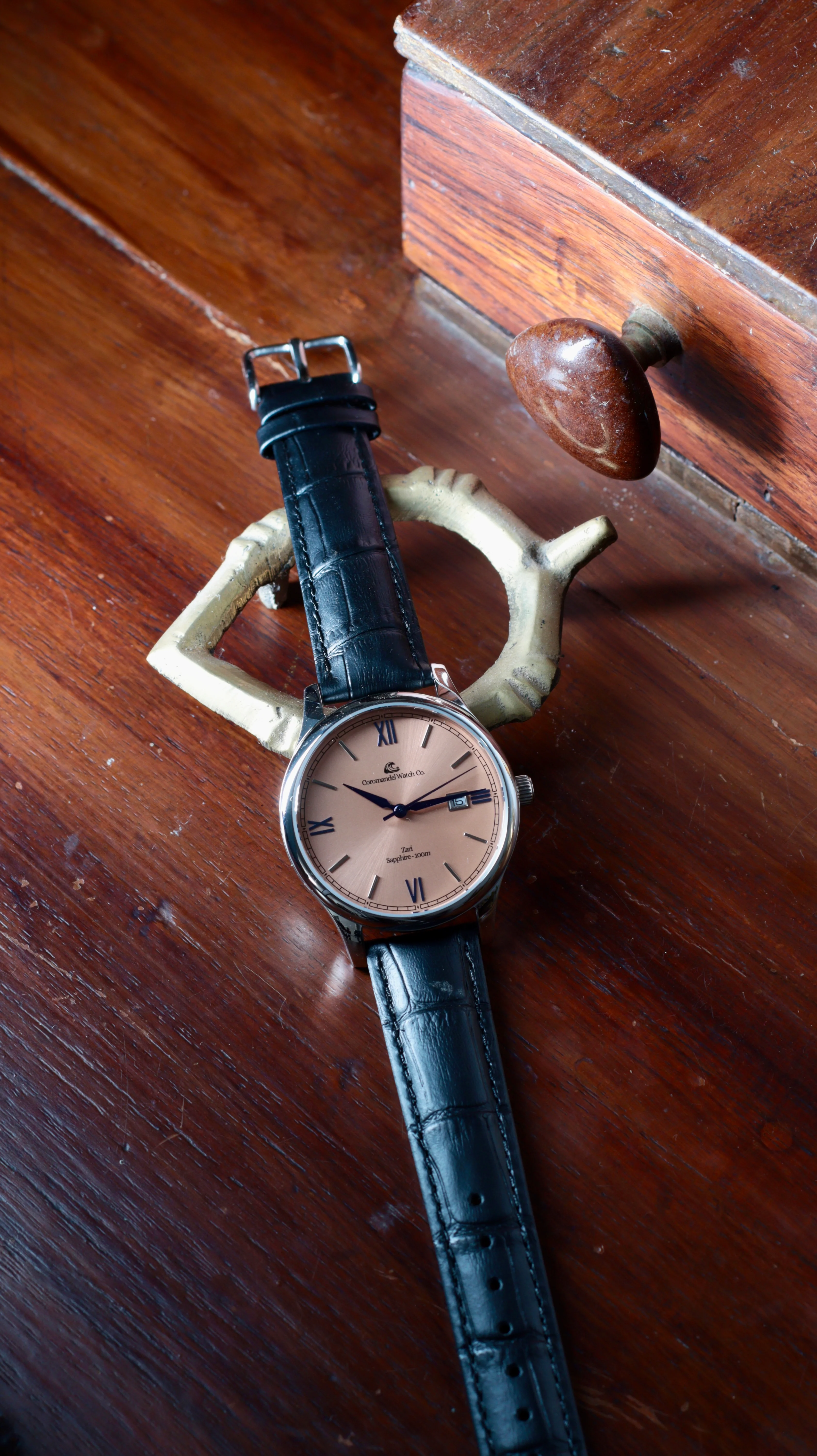 Varnam Collection - Zari – Sunburst Salmon Dial by Coromandel Watch Co - Image 9